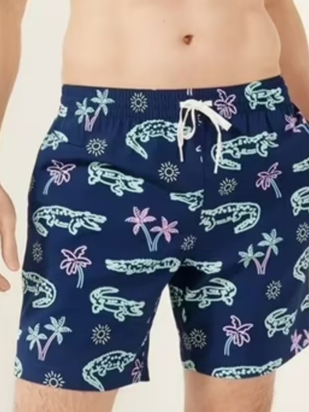Chubbies NWT Navy Mesh Lined Drawstring Swim Trunks W/neon Alligator Print Sz 3X
